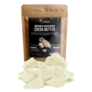 Deodorized Cocoa Butter Chunks - Refined Unscented Cacao From Ghana - Organic Body Moisturizer for Sensitive Skin, Anti-Aging, Scars & for DIY & Craft Projects - (8 Oz- No Smell)