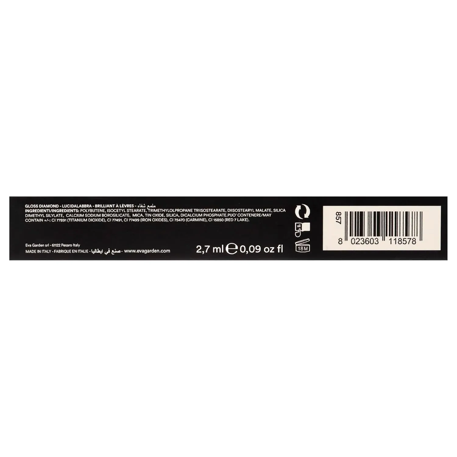 Diamond Lip Gloss - Concentration of Pearls Gives Dazzling Shine - Light and Moisturizing Film with Excellent Hold - Spreads Evenly with No Stickiness - 857 Iridescence Pink - 0.09 oz