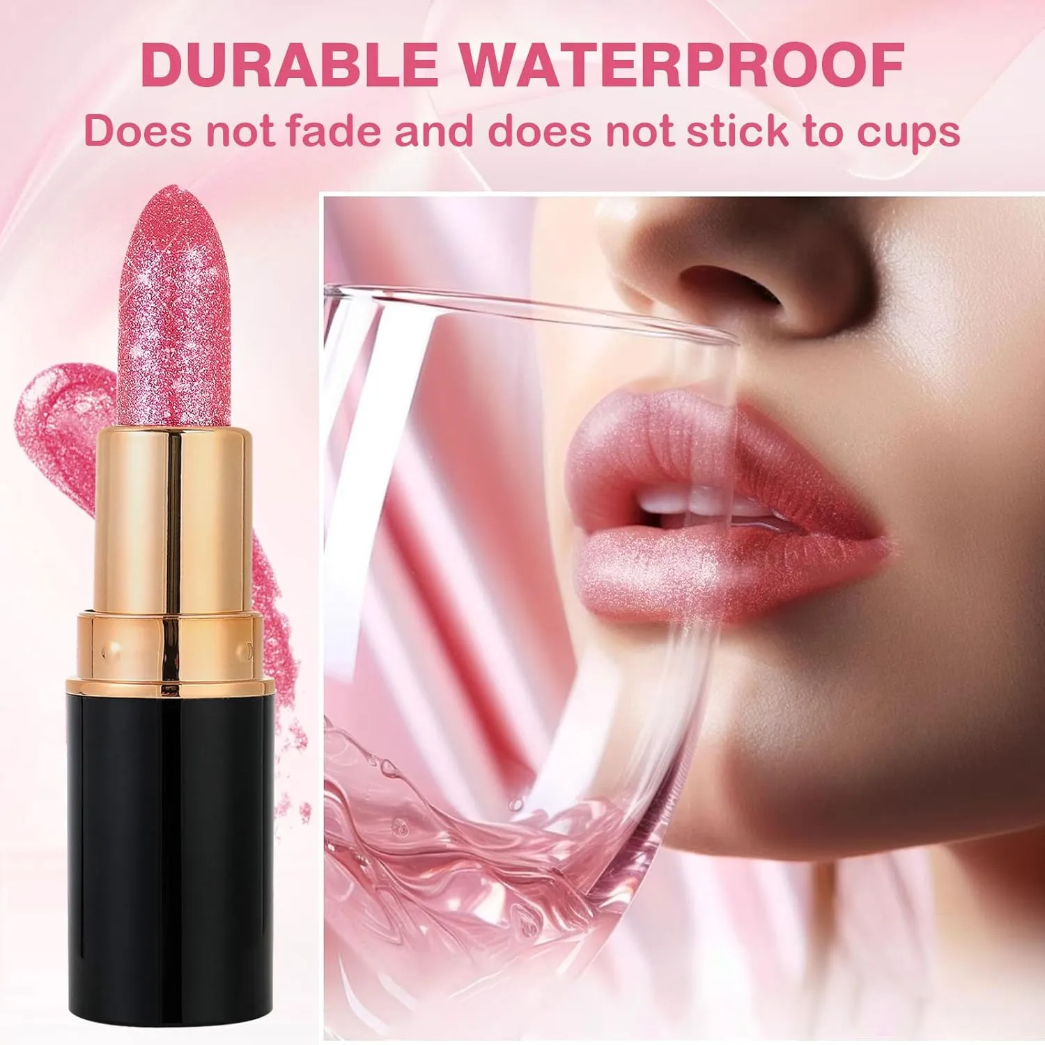 Diamond Lip Gloss Glitter Lipstick Waterproof, 2025 New Non-Stick Lip Gloss, Long Lasting Lipstick, Hydrating Lip Tint Natural Non-Fading Liquid Lip Stick for Women (#05, 3.5ml)