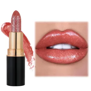 Diamond Lip Gloss Glitter Lipstick Waterproof, 2025 New Non-Stick Lip Gloss, Long Lasting Lipstick, Hydrating Lip Tint Natural Non-Fading Liquid Lip Stick for Women (#05, 3.5ml)