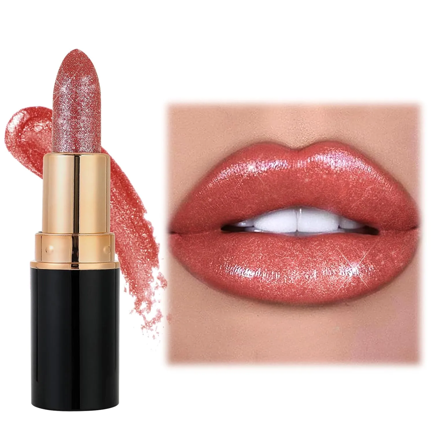 Diamond Lip Gloss Glitter Lipstick Waterproof, 2025 New Non-Stick Lip Gloss, Long Lasting Lipstick, Hydrating Lip Tint Natural Non-Fading Liquid Lip Stick for Women (#05, 3.5ml)