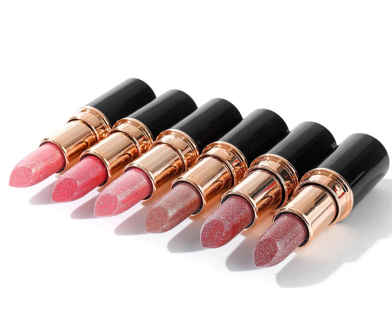 Diamond Lip Gloss Glitter Lipstick Waterproof, 6 Colors Diamond Glitter Lipstick, Long Lasting Smudge Proof Glitter Lip Gloss for Women Girls, Shiny Matte, Non-sticky (6 Colors, 3.5g/pcs)