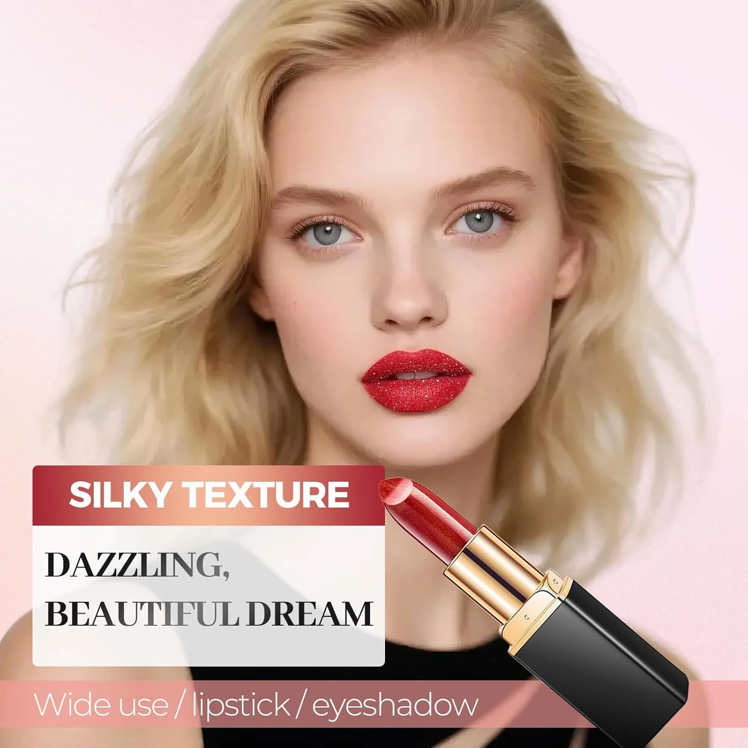 Diamond Glitter Lipstick, 2pcs Diamond Lip Gloss Glitter Lipstick Waterproof, Long-Lasting with Sparkling Finish for Party & Daily Wear (#01 #06, one size)