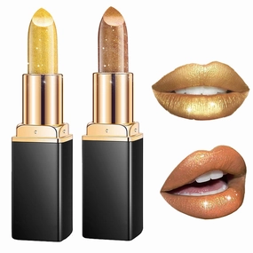 Diamond Glitter Lipstick, 2pcs Diamond Lip Gloss Glitter Lipstick Waterproof, Long-Lasting with Sparkling Finish for Party & Daily Wear (#01 #06, one size)