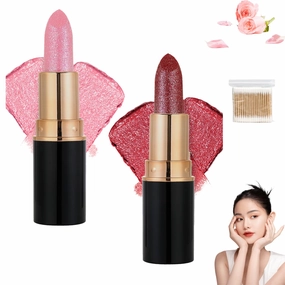 Diamond Glitter Lipstick, Diamond Lip Gloss Glitter Lipstick Waterproof, Non-Stick To Cup Non-Fading Sparkly Glossy Lipsticks, High Shine Shimmery Finish for Women, Metallic Lipsticks For Women