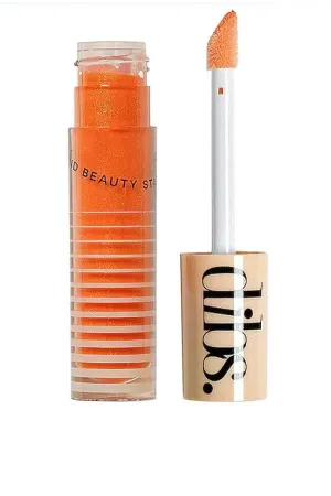 Dibs Beauty - Go To Glossy Balm - Lip Gloss Topper - Color: Orange Crush (Tangerine Shimmer)