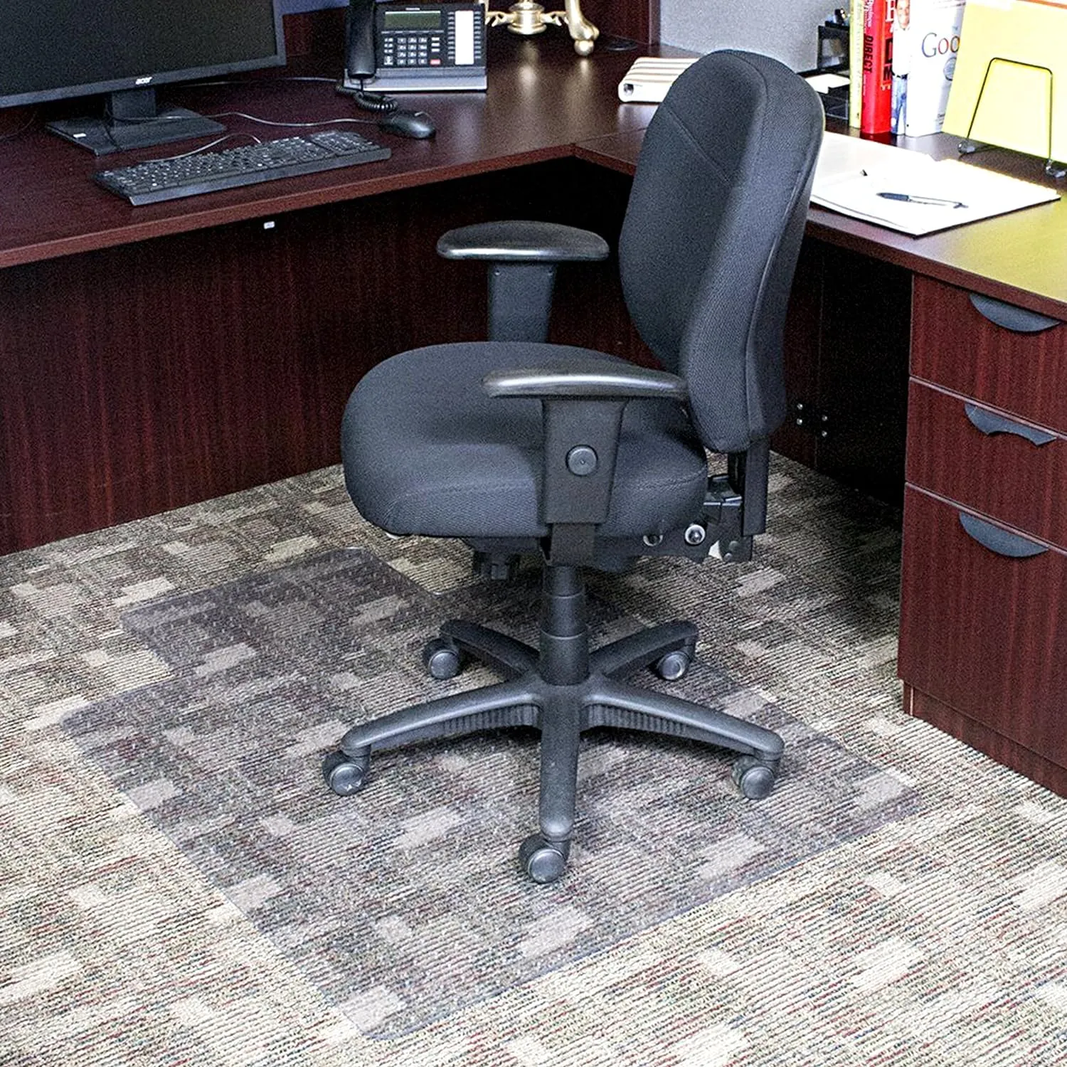 Dimex Office Chair Mat for Low Pile Carpet with Lip, 36" x 48", Clear