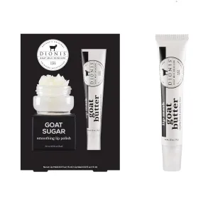 Dionis Goat Milk Lip Repair Duo – Sugar Lip Scrub & Overnight Masks with Goat Milk, Jojoba & Moringa Oils to Exfoliate, Hydrate & Restore Dry, Cracked Lips – Original & Chocolate Raspberry