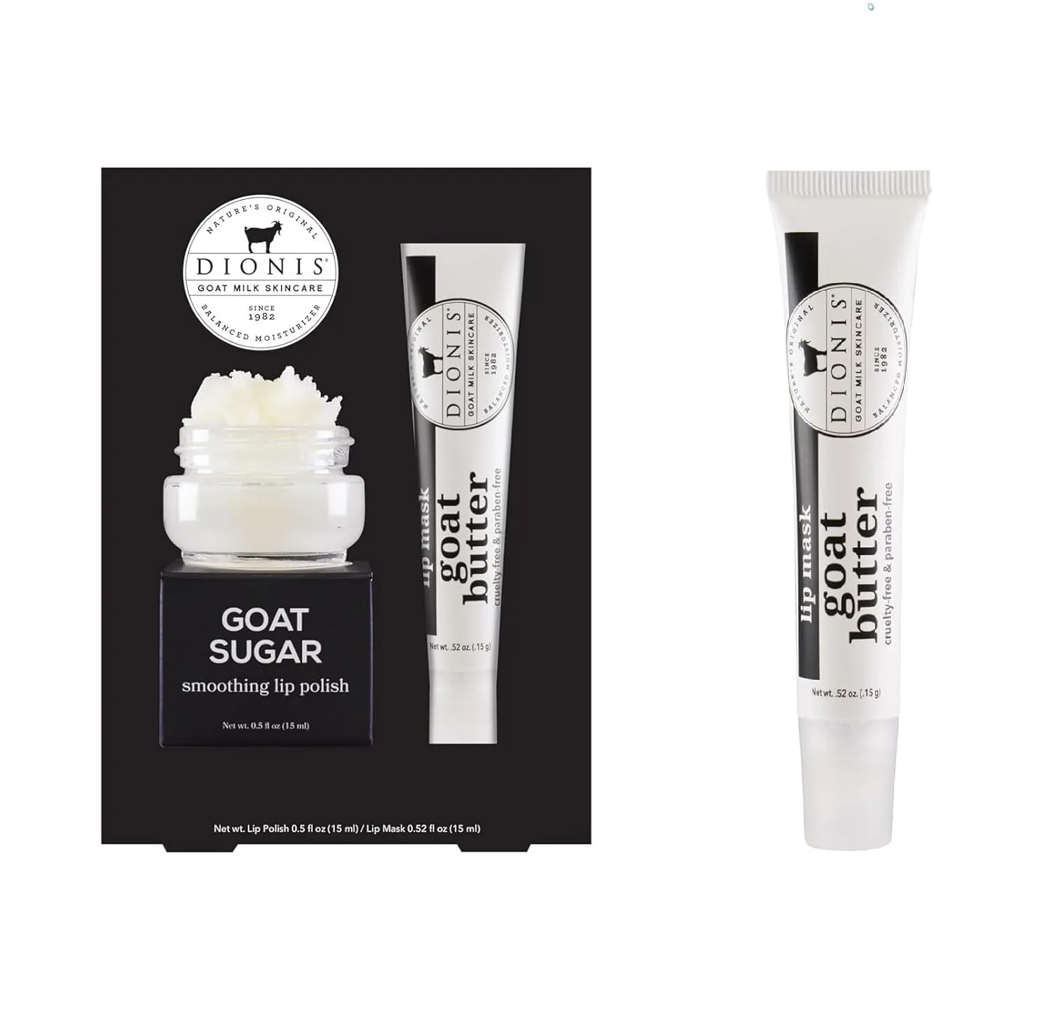 Dionis Goat Milk Lip Repair Duo – Sugar Lip Scrub & Overnight Masks with Goat Milk, Jojoba & Moringa Oils to Exfoliate, Hydrate & Restore Dry, Cracked Lips – Original & Chocolate Raspberry