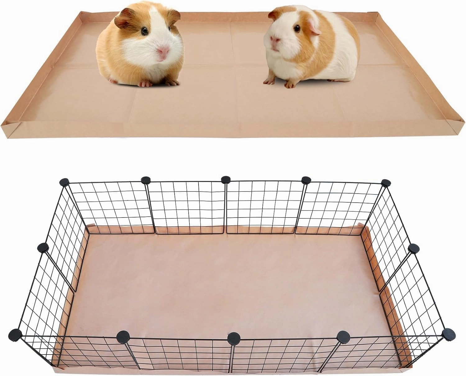 Disposable Guinea Pig Cage Liners, 48" x24 Large Liner Bag for Guinea Pig Cage Bottom, Water-Resistant Kraft Paper (8Pack)