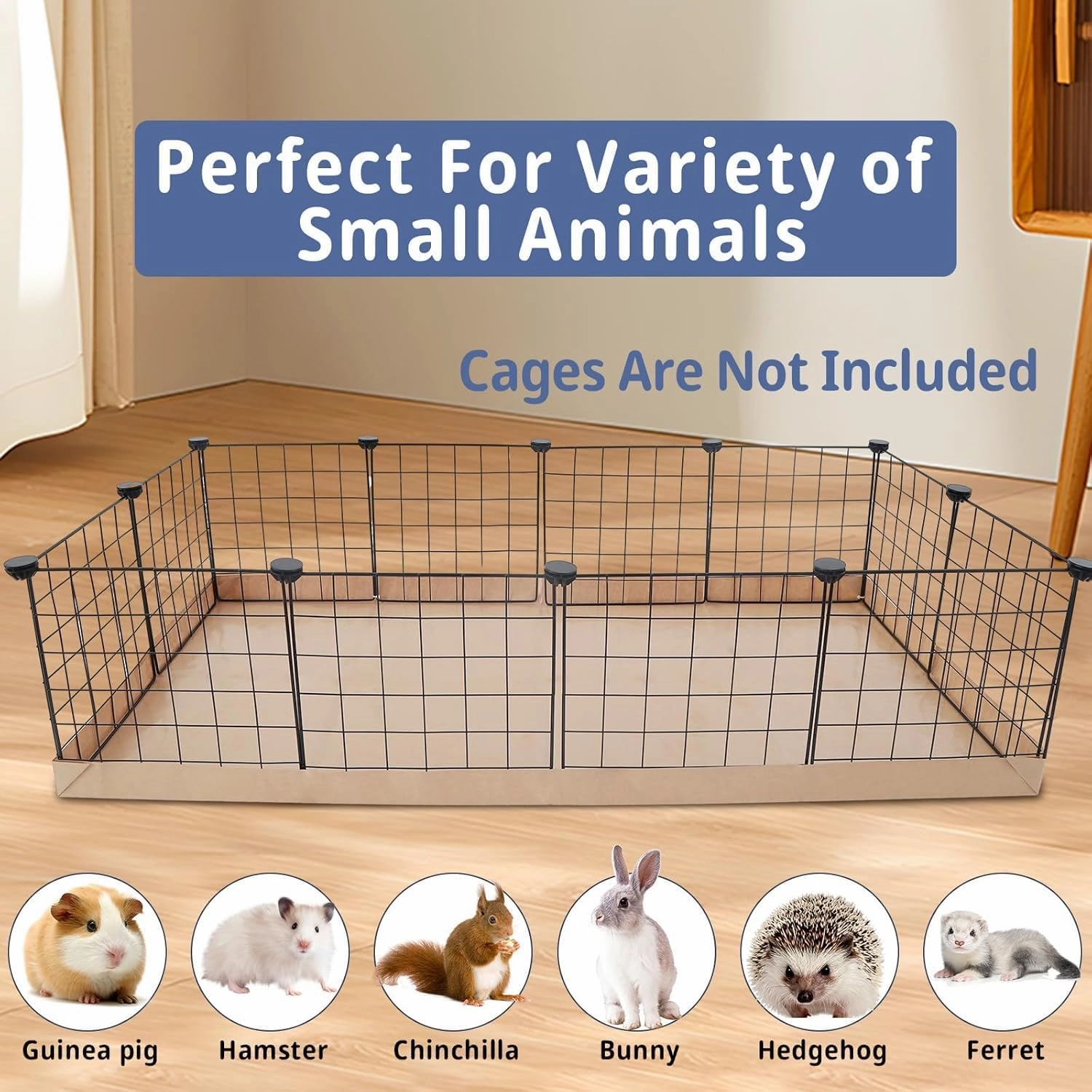 Disposable Guinea Pig Cage Liners, 48" x24 Large Liner Bag for Guinea Pig Cage Bottom, Water-Resistant Kraft Paper (8Pack)