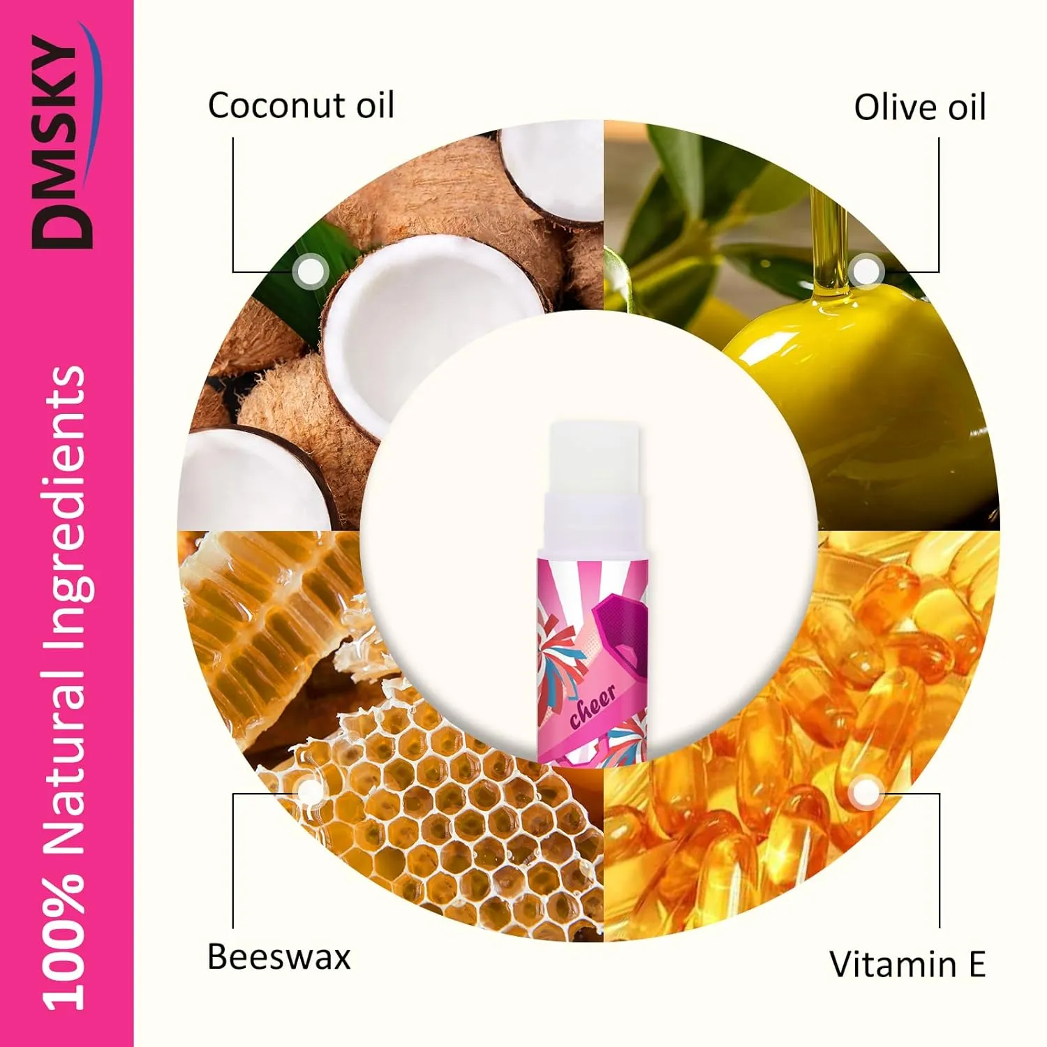 DMSKY 60 Pcs Cheer Lip Balm Bulk Cheer Team Gifts Cheer Party Favors for Cheerleader Girls Teammates