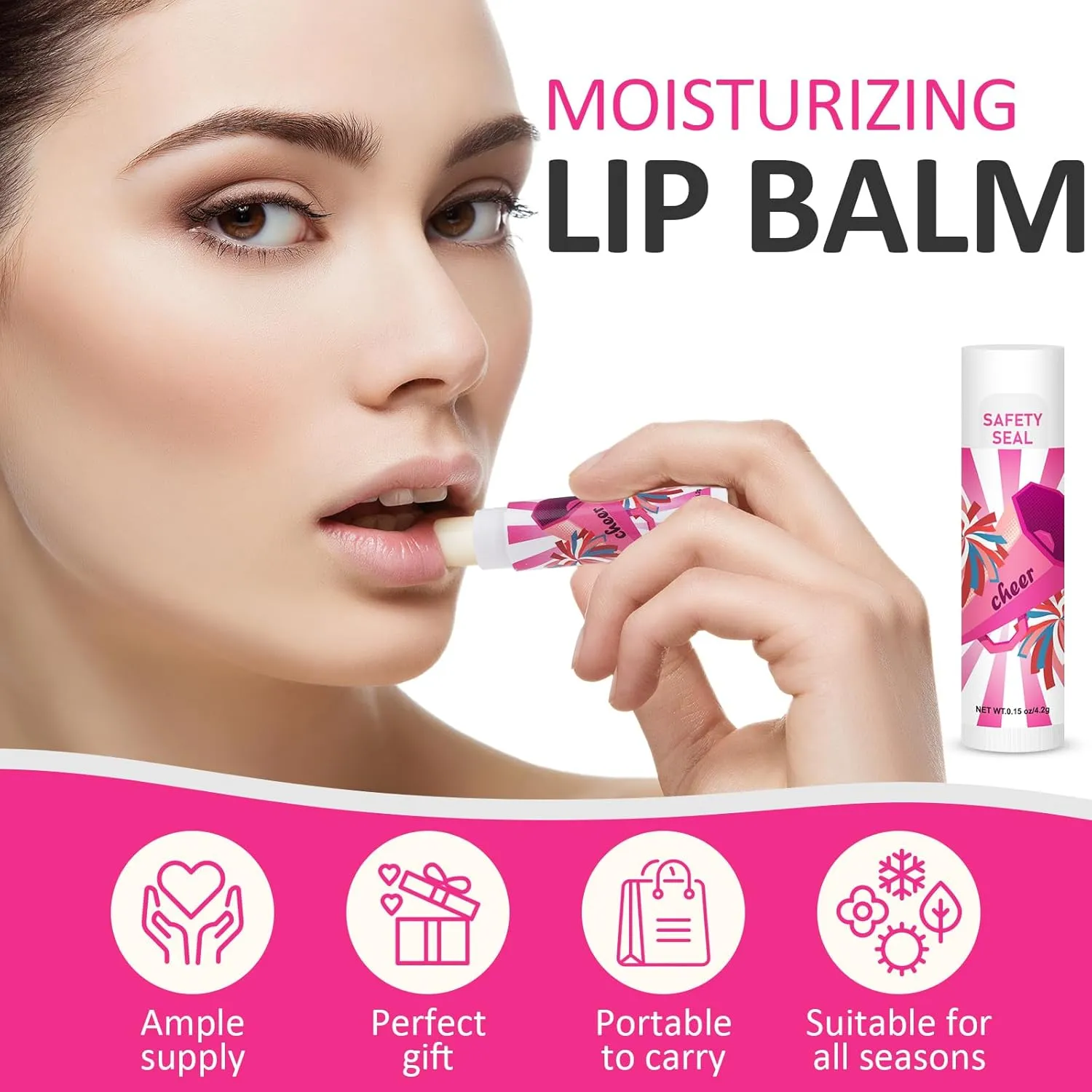 DMSKY 60 Pcs Cheer Lip Balm Bulk Cheer Team Gifts Cheer Party Favors for Cheerleader Girls Teammates