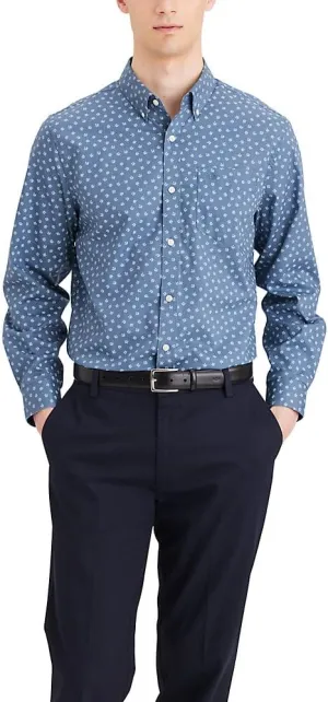 DOCKERS Mens Classic Fit Long Sleeve Signature Iron Free Shirt With Stain Defender