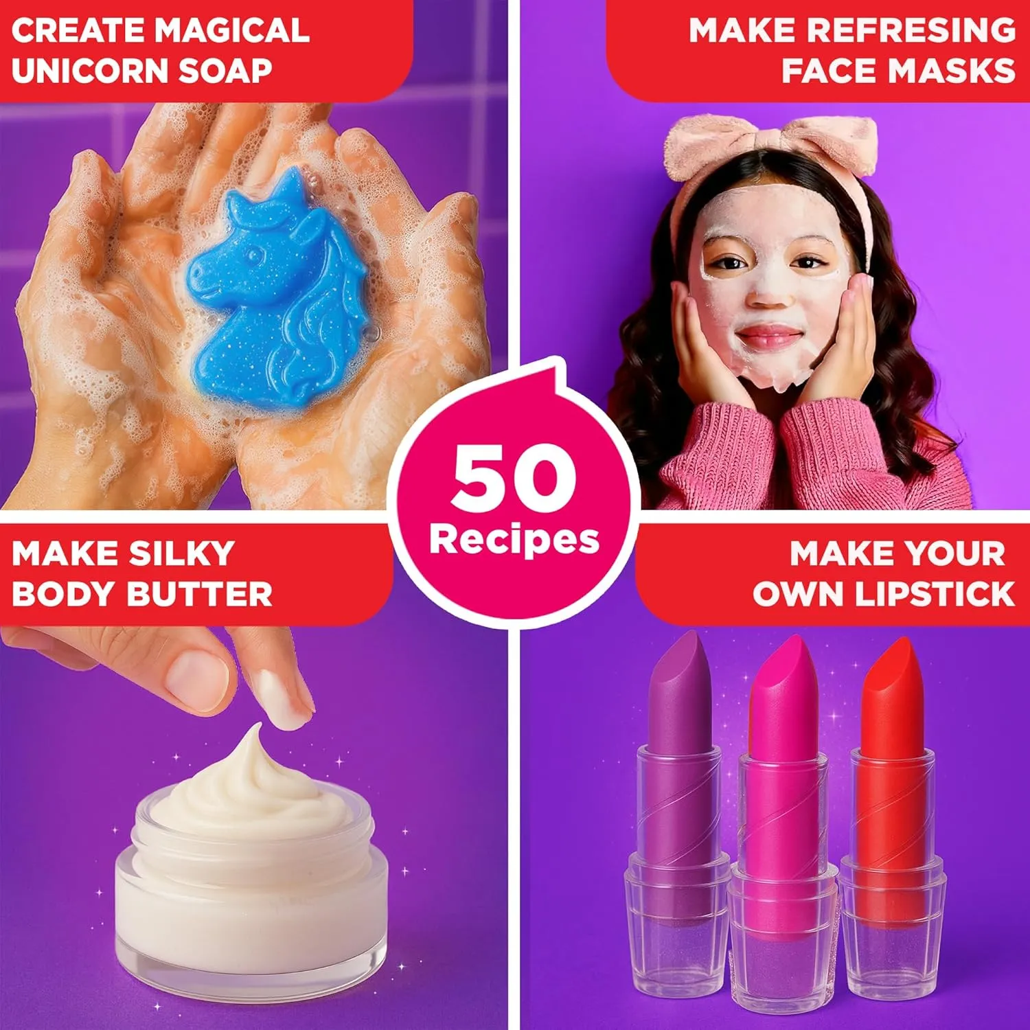 Doctor Jupiter Glam DIY Make-Up Science Kit for Girls Ages 6-7-8-9-10-11-12 | Birthday Gift Ideas for Girls 6  Years Old | STEM Toy with 50 Recipies | Learning & Educational Kits