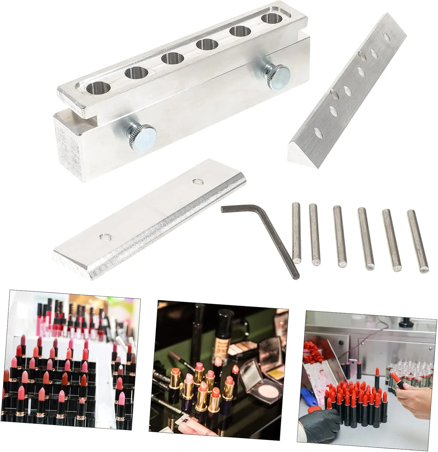 DOITOOL 1 Set 6 Hole Lipstick Mold Lip Tint Lipstick Maker Diy Aluminum Alloy Lip Stick Mold Bracket Manual