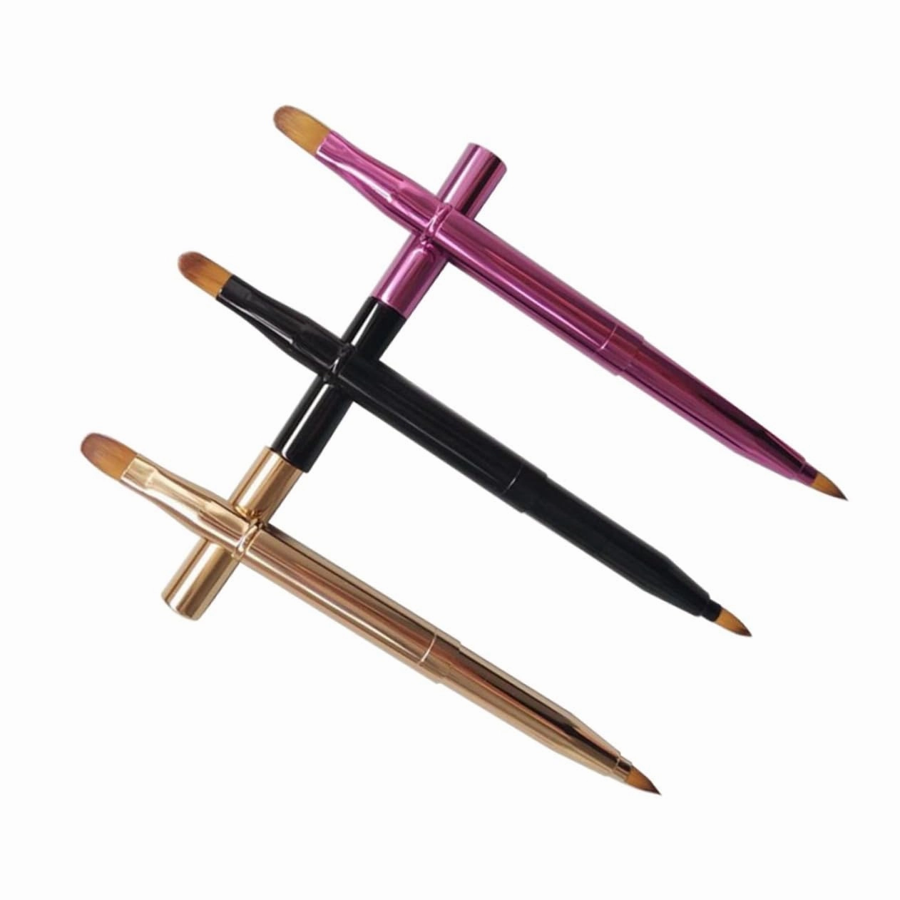 DOITOOL 6pcs Retractable Dual Ended Lip Brush Flexible Lip Brush Gloss Applicator for Makeup Concealer Eyeshadow Portable Easy to Clean Golden Black