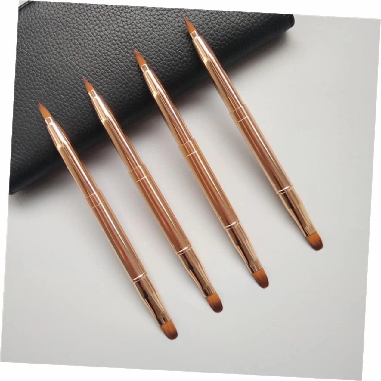 DOITOOL 6pcs Retractable Dual Ended Lip Brush Flexible Lip Brush Gloss Applicator for Makeup Concealer Eyeshadow Portable Easy to Clean Golden Black