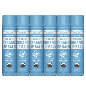 Dr. Bronner’s Organic Lip Balm 6-Pack (.15oz) Natural, Moisturizing, Petroleum-Free Lip Moisturizer with Beeswax & Avocado Oil for Dry Lips, Men & Women - Unscented