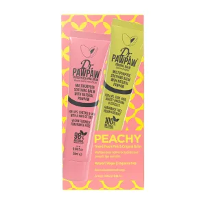 Dr. PawPaw Peachy Set - Multipurpose, Soothing and Tinted, Hydrating Lip Balm Giftset - Peach Pink and Original Balm - Gluten Free - 2 pc