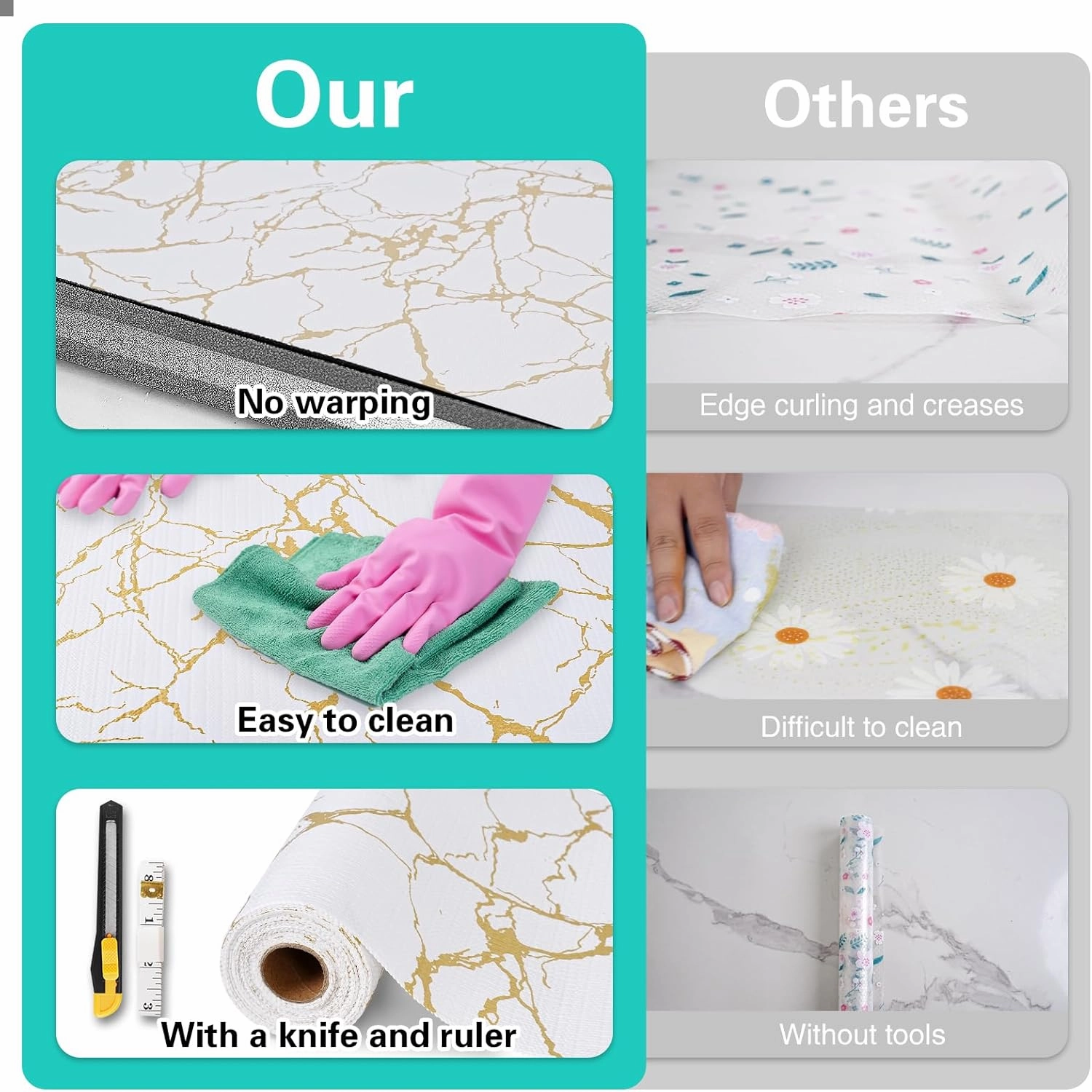 Drawer and Shelf Liner for Kitchen Cabinet,Non-Adhesive Cabinet Liner 12in x 20FT,Waterproof Shelf Paper Non-Slip Mats Cupboard Liners Contact Protect Dresser/Shelves/Table-Gold Marble