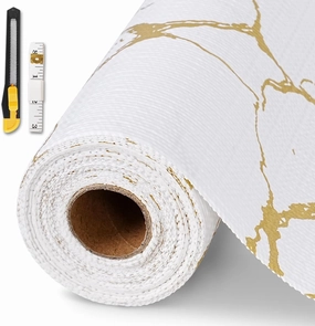 Drawer and Shelf Liner for Kitchen Cabinet,Non-Adhesive Cabinet Liner 12in x 20FT,Waterproof Shelf Paper Non-Slip Mats Cupboard Liners Contact Protect Dresser/Shelves/Table-Gold Marble