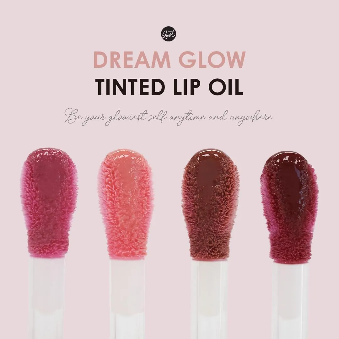 Dream Glow Tinted Lip Oil ; 3-in-1 Formula: Lip Gloss with a high shine finish, Non-sticky Long Lasting | Korean Plumped Tinted Lip Oil - 0.19 fl. oz. 5.7 ml (001 MUTED BERRY, Original)