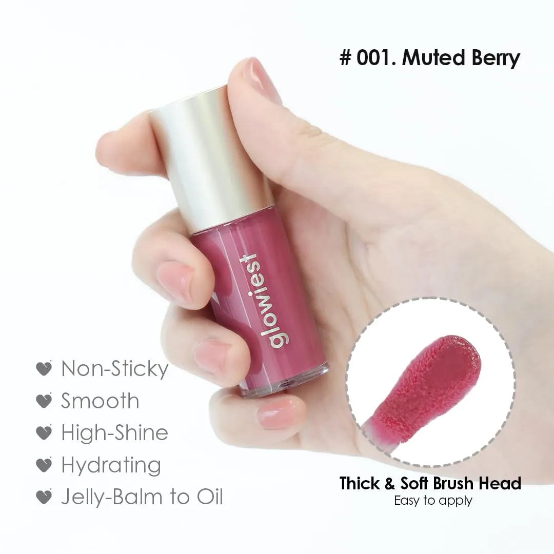 Dream Glow Tinted Lip Oil ; 3-in-1 Formula: Lip Gloss with a high shine finish, Non-sticky Long Lasting | Korean Plumped Tinted Lip Oil - 0.19 fl. oz. 5.7 ml (001 MUTED BERRY, Original)