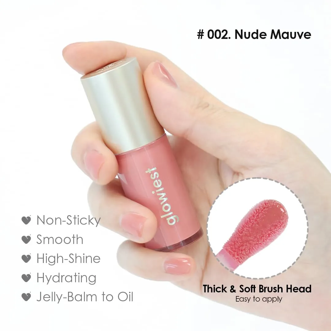 Dream Glow Tinted Lip Oil ; 3-in-1 Formula: Lip Gloss with a high shine finish, Non-sticky Long Lasting | Korean Plumped Tinted Lip Oil - 0.19 fl. oz. 5.7 ml (002 NUDE MAUVE, Original)