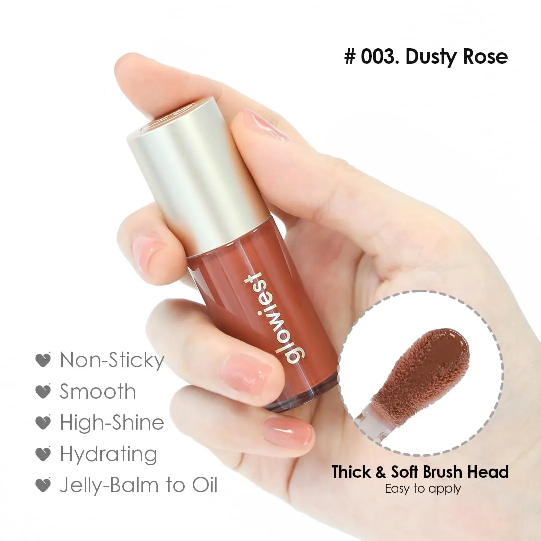 Dream Glow Tinted Lip Oil ; 3-in-1 Formula: Lip Gloss with a high shine finish, Non-sticky Long Lasting | Korean Plumped Tinted Lip Oil - 0.19 fl. oz. 5.7 ml (003 DUSTY ROSE, Original)