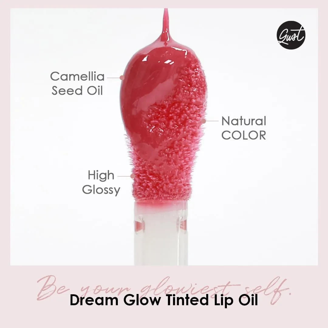 Dream Glow Tinted Lip Oil ; 3-in-1 Formula: Lip Gloss with a high shine finish, Non-sticky Long Lasting | Korean Plumped Tinted Lip Oil - 0.19 fl. oz. 5.7 ml (004 ROSEWOOD, Original)