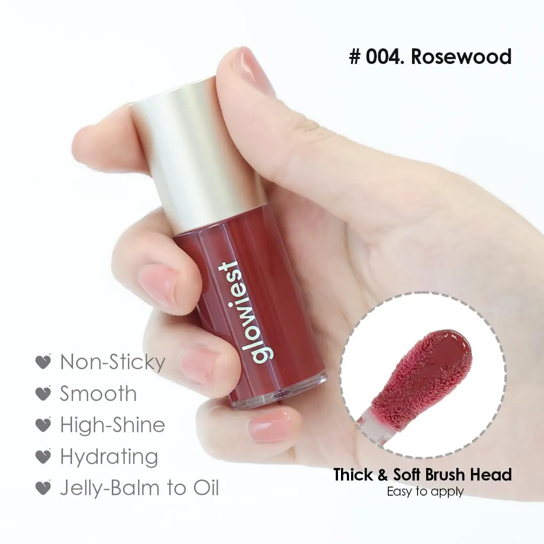 Dream Glow Tinted Lip Oil ; 3-in-1 Formula: Lip Gloss with a high shine finish, Non-sticky Long Lasting | Korean Plumped Tinted Lip Oil - 0.19 fl. oz. 5.7 ml (004 ROSEWOOD, Original)