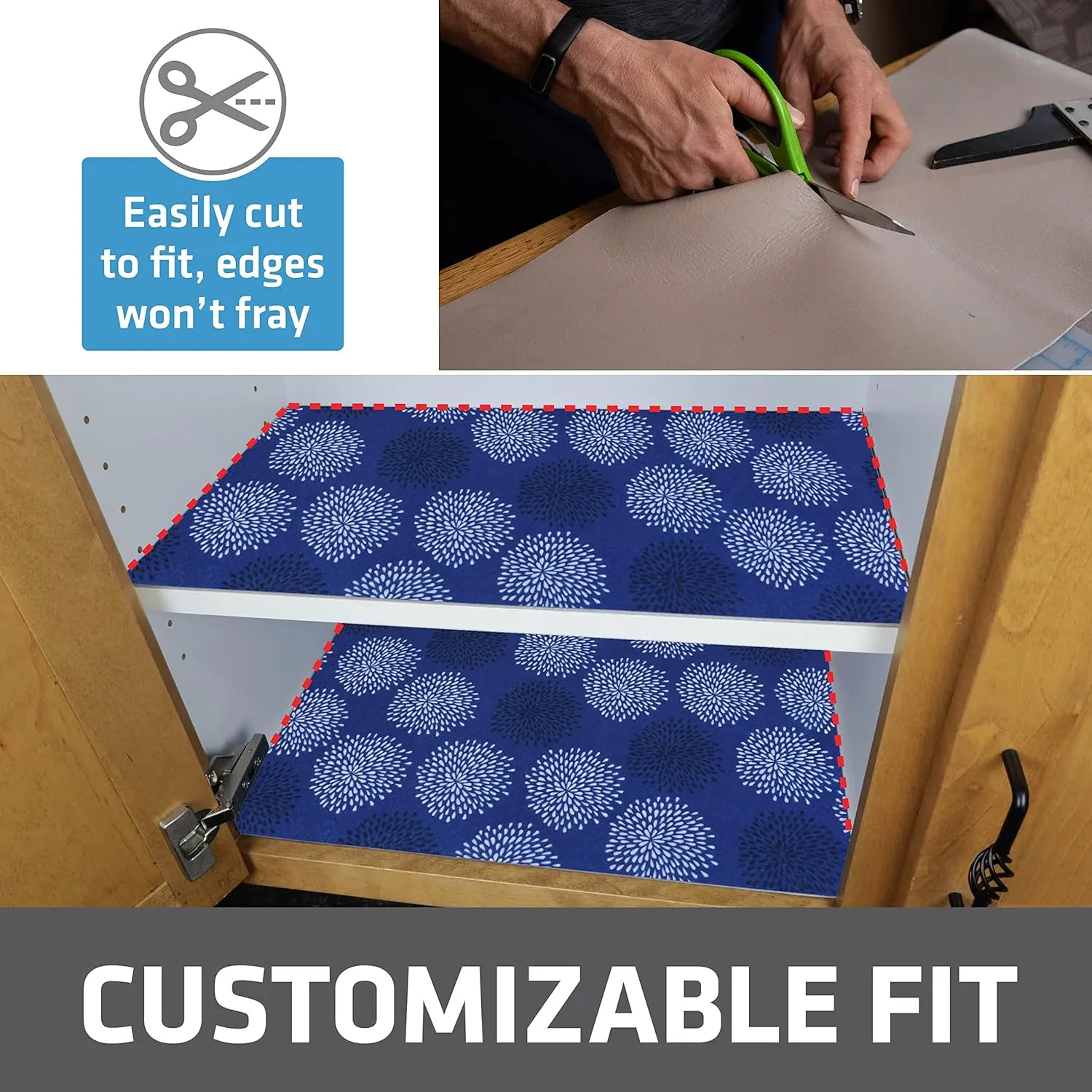 Drymate Premium Luxury Shelf & Drawer Liner, Thick Cushioned Fabric, Non-Adhesive, Absorbent, Waterproof, Slip-Resistant, Liners for Kitchen Cabinets, Cupboards (USA Made)(12”x59”)(2-Pack)(GoodBlue)