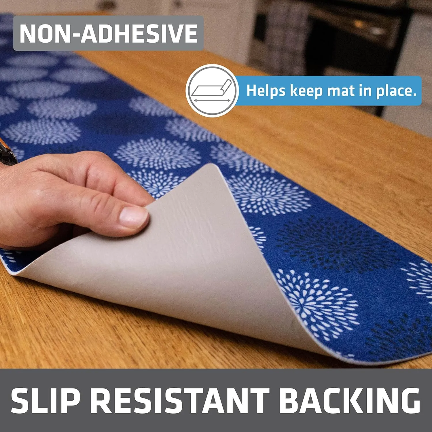 Drymate Premium Luxury Shelf & Drawer Liner, Thick Cushioned Fabric, Non-Adhesive, Absorbent, Waterproof, Slip-Resistant, Liners for Kitchen Cabinets, Cupboards (USA Made)(12”x59”)(2-Pack)(GoodBlue)
