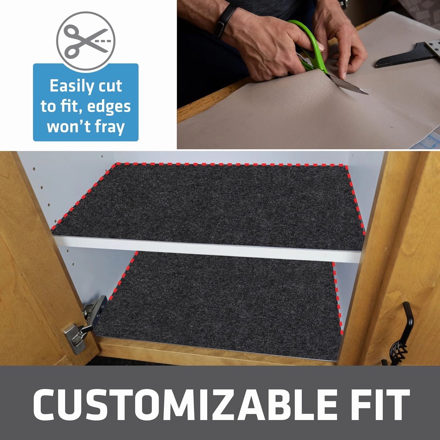 Drymate Premium Luxury Shelf & Drawer Liner, Thick Cushioned Fabric, Non-Adhesive, Absorbent, Waterproof, Slip-Resistant, Liners for Kitchen Cabinets, Cupboards (USA Made)(11”x50”)(2-Pack)(Charcoal)