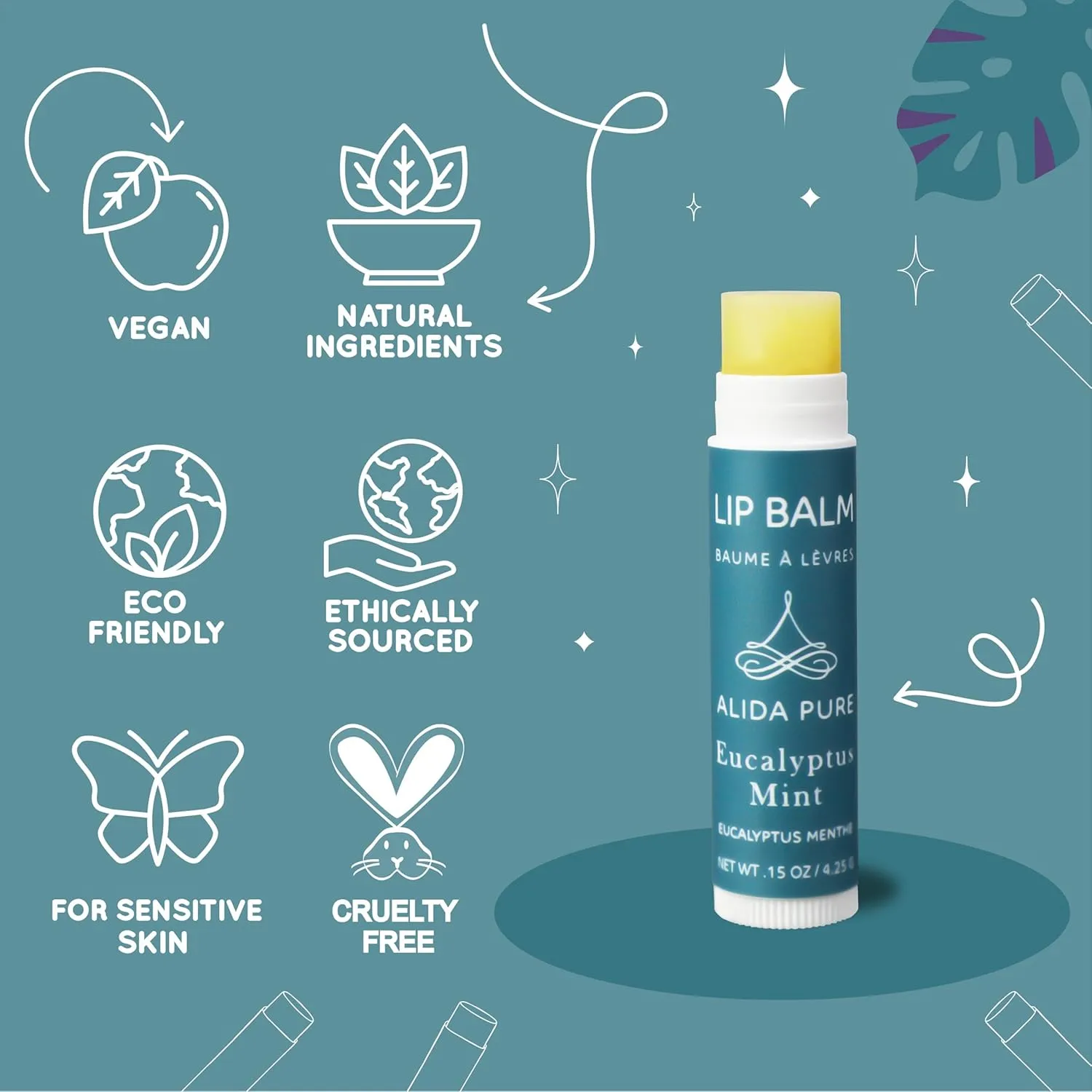 Duet Lip Balm Collection, Vegan Set, Beeswax Free, with Avocado And, Organic Jojoba Oil, and Vitamin E, Natural Moisturizer for Dry, Chapped Lips, 5 Tube Set