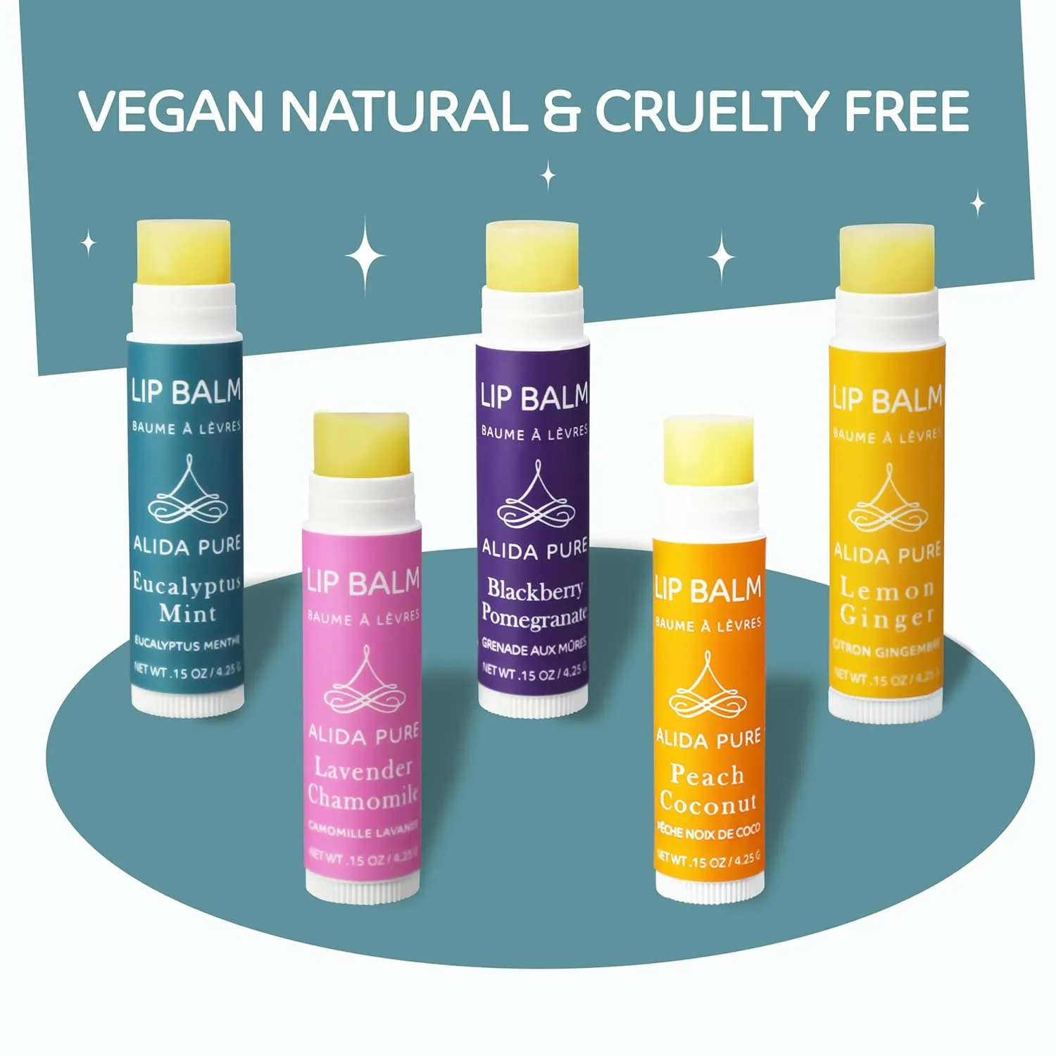 Duet Lip Balm Collection, Vegan Set, Beeswax Free, with Avocado And, Organic Jojoba Oil, and Vitamin E, Natural Moisturizer for Dry, Chapped Lips, 5 Tube Set