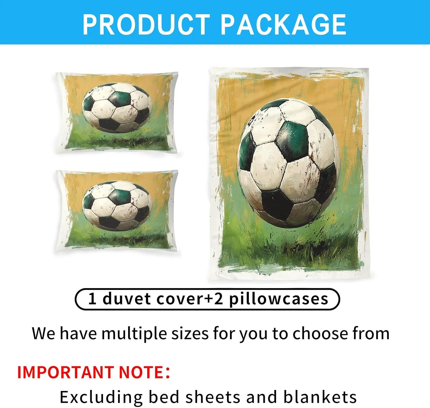 Duvet Cover Sets Oil Painting Queen Size Grassland Football Quilt Cover Polyester Soft Bedding Set Lnvisible Zipper Four Corner Band Bedroom Duvet Covers with Two Pillowcases