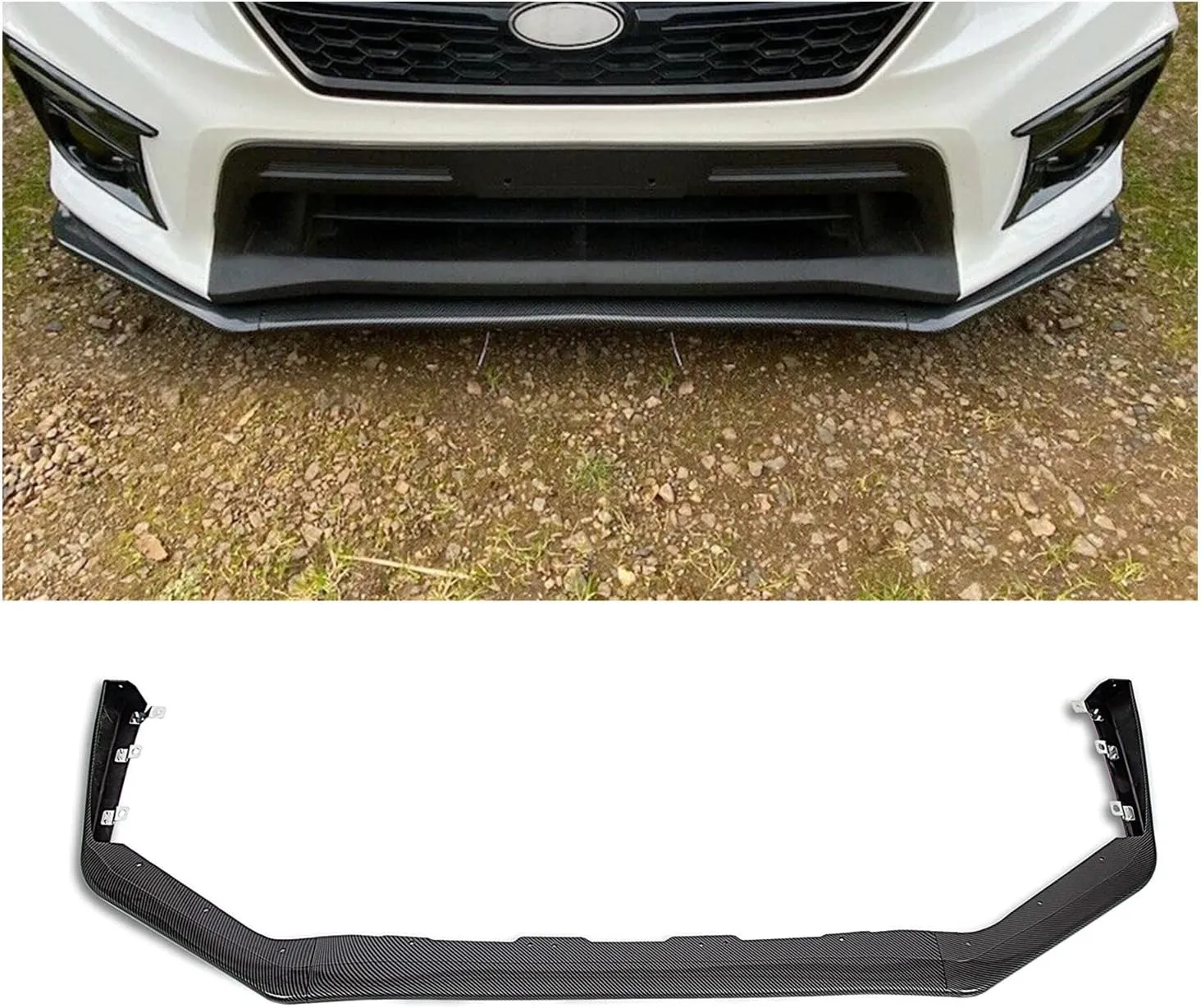 ECOTRIC Front Bumper Lip Spoiler Compatible with 2015-2021 Subaru Impreza WRX & STI Lower Splitter Finisher Under Chin Spoiler - Carbon Fiber Look