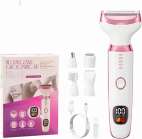 Electric Razor for Women 5 in 1 Rechargeable Painless Body Razors and Facial Hair Remover for Bikini Leg Body Face Underarm