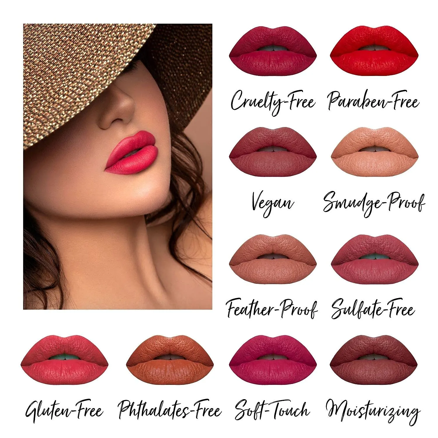 Eleman Beauty Matte Liquid Lipstick – Long-Wearing, Ultra-Pigmented Lip Color with Vitamin E Infusion, Soft-Touch, Feather-Proof, Smudge-Proof, Cruelty-Free Cosmetics, 0.19oz (Dubai)