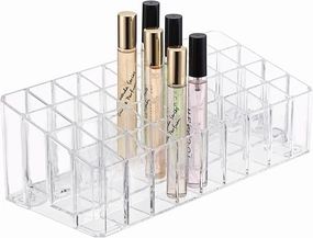 ELLDOO Rollerball Perfume Organizer, 36 Spaces Clear Acrylic Perfume Storage Holder Beauty Scent Holder, Makeup Lipgloss Lipstick Display Case
