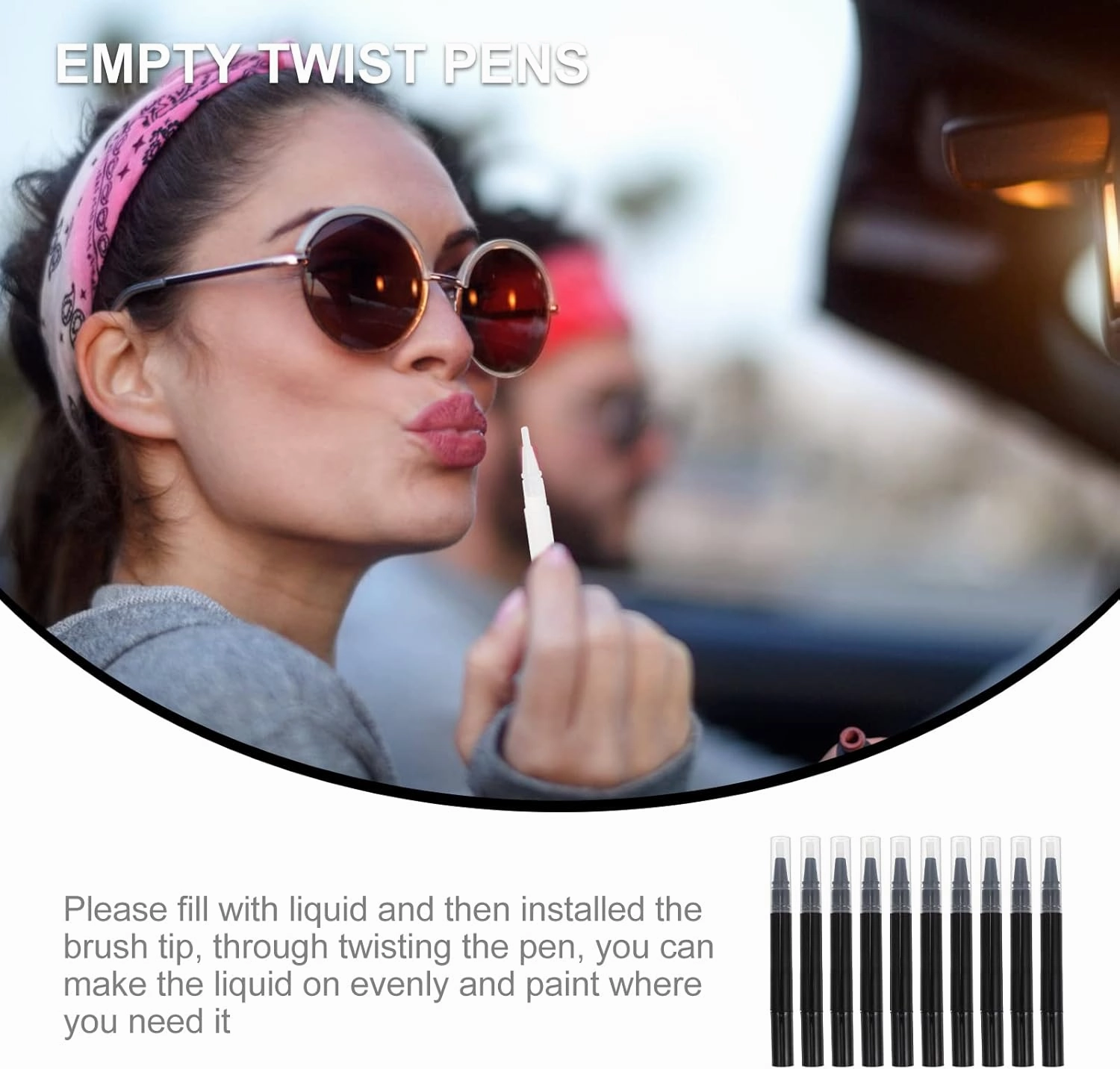 Empty Cuticle Nail Oil Pen: 10pcs Clear Twist Pens Cosmetic Lip Gloss Container with Brush Tip for Makeup Beauty Supplies 3ML