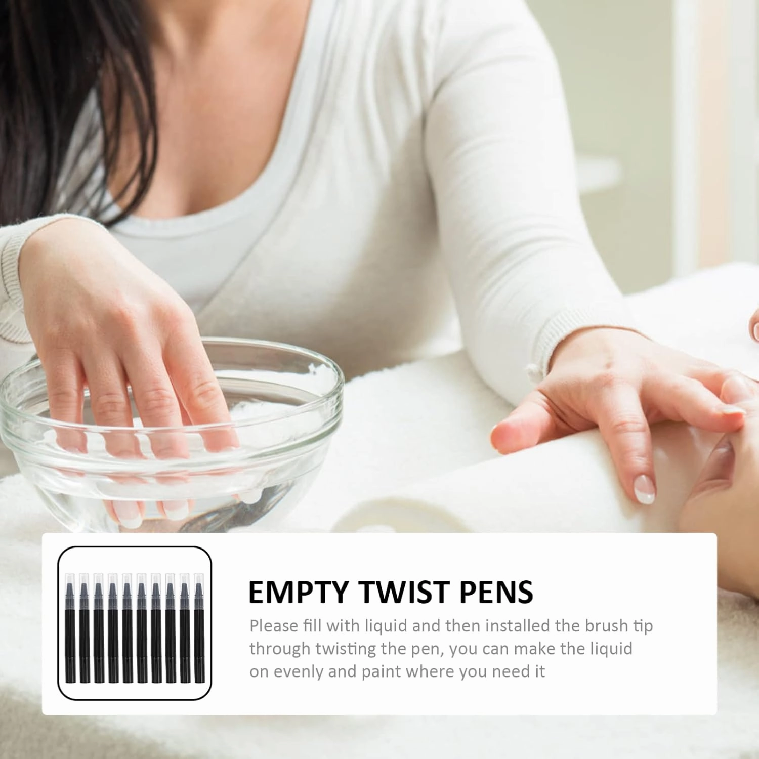 Empty Cuticle Nail Oil Pen: 10pcs Clear Twist Pens Cosmetic Lip Gloss Container with Brush Tip for Makeup Beauty Supplies 3ML