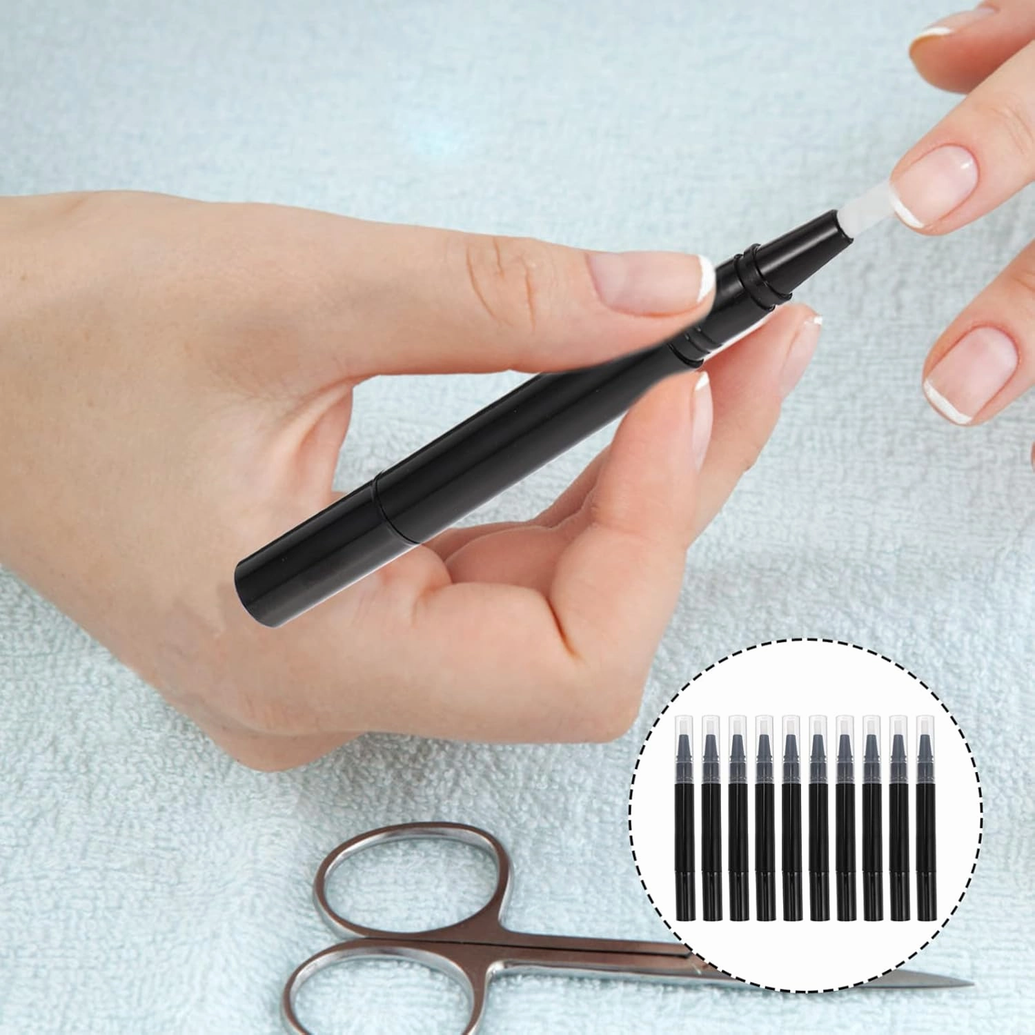Empty Cuticle Nail Oil Pen: 10pcs Clear Twist Pens Cosmetic Lip Gloss Container with Brush Tip for Makeup Beauty Supplies 3ML
