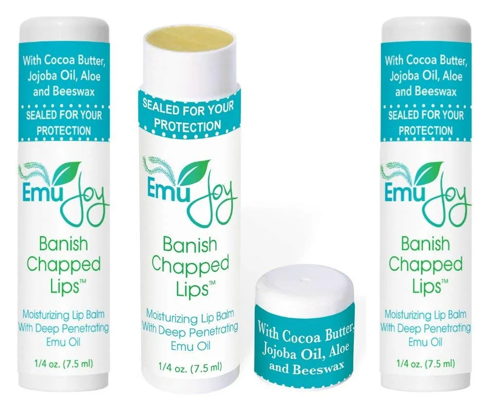 Emu Joy - Natural and Organic Emu Oil Lip Balm Hydrating, Pocket-Size Unflavored & Unscented Lip Balm with Emu Oil - Best for Severely Chapped Lips (1pk)