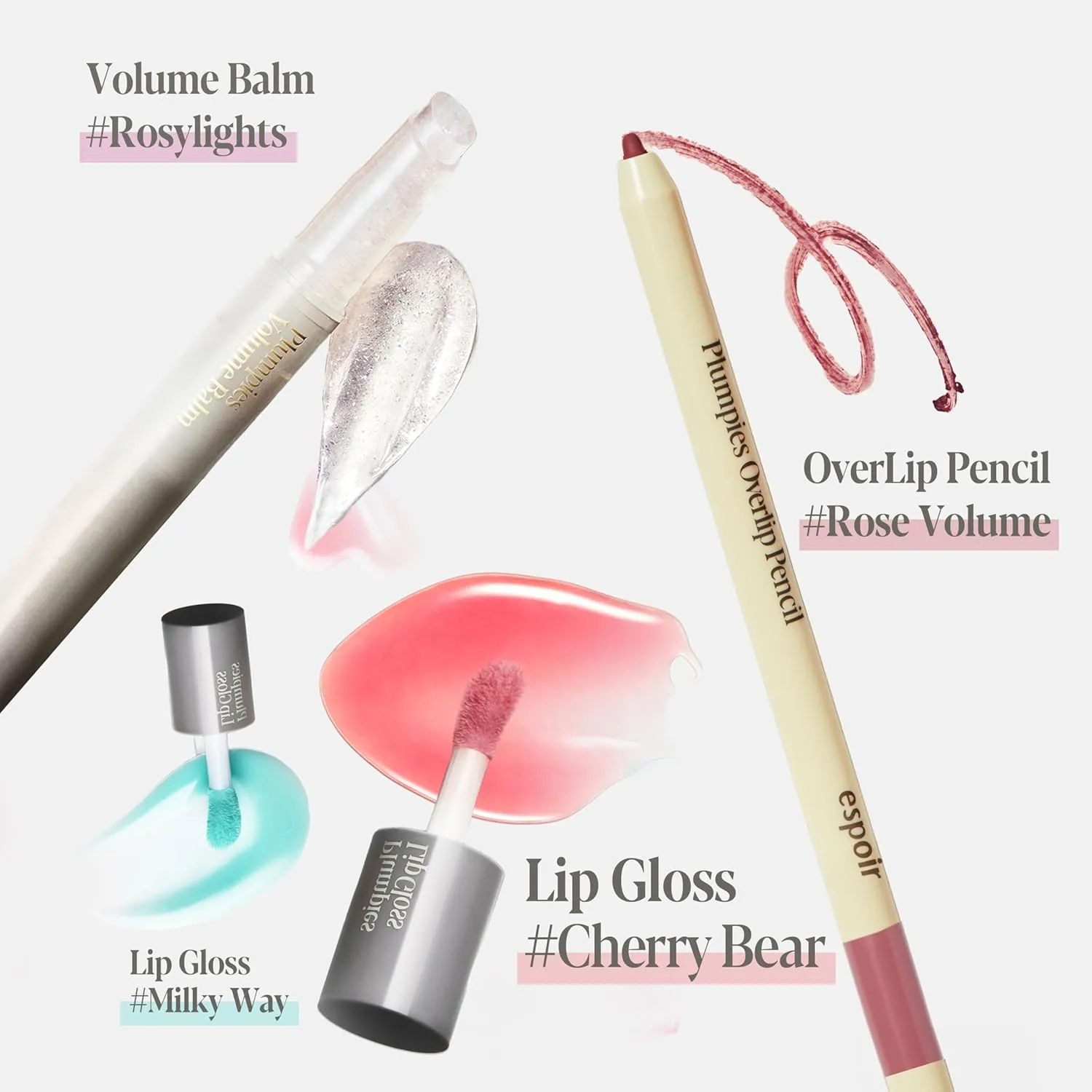 espoir Plumpies Lip Colloection Lip Gloss #Cherry Bear │High-Glossy Lip Gloss with a Chubby tip │ Voluminous Lip Makeup with Plumping Effects │ Naturally Saturated Red Color │ No glitters