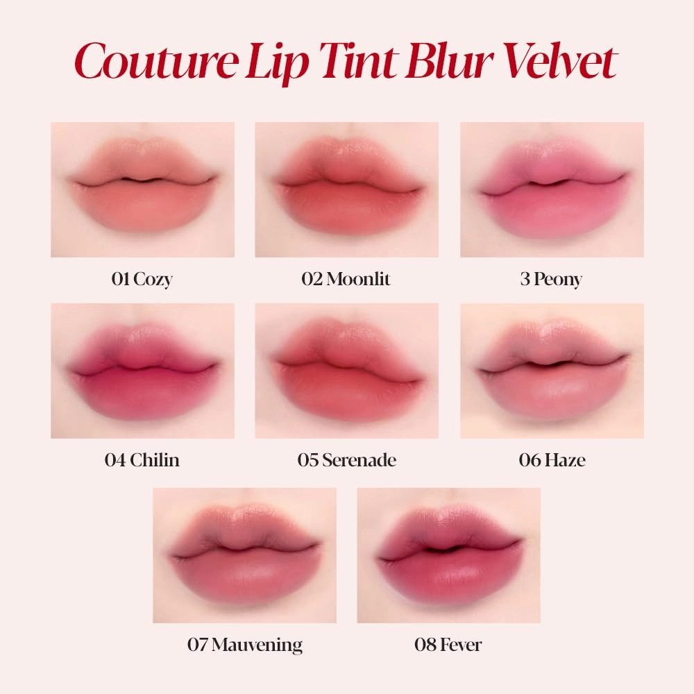 Espoir Couture Lip Tint Blur Velvet #4 Chilin 0.19oz | Natural Blurry Color Liquid Lipstick | Long-Lasting Smudge-Proof Fixing Lip Stain | Lightweight Matte Finish without Oil | Korean Lip Makeup