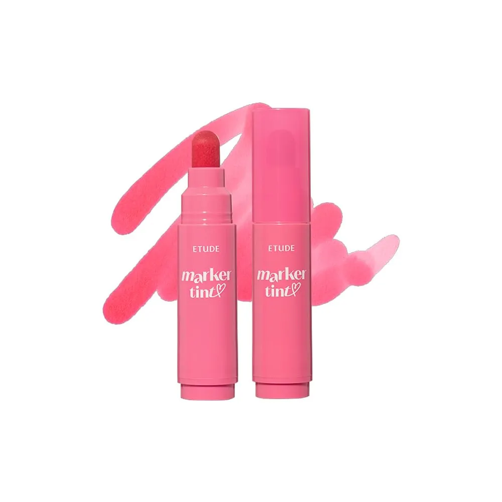 ETUDE Dear Darling Marker Tint #4 Mlik Strawberry (5g) | Hydrating & Long Lasting Lip Stain | High Pigmented Lip Maker with Easy Drawing Tip | Korean Lip Tint, Korean Makeup, Kbeauty