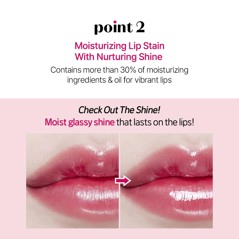 ETUDE Glow Fixing Tint #7 Cold Fuchia | Non-Sticky Glossy Shine Lip Stain | Fills up with Comfortable Moisture | Tints for Dry Lips